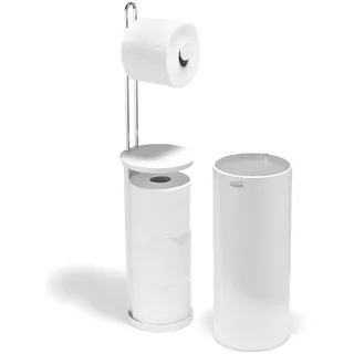 Joseph Joseph EasyStore Toilettenpapierhalter stehend, mit verstecktem Fach, für 3 Ersatzrollen, Weib
