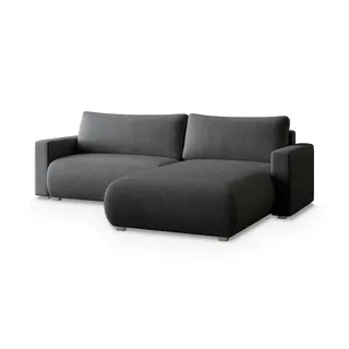 masseno Ecksofa TURIN P mit Schlaffunktion L-Form, Sofa mit Bettkasten, Wohnzimmersofa, Couch, Soffa, Bettsofa, Couchgarnitur- Graphitfarben, POSO 34 - Grau