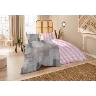 Primera Feinbiber kariert Rosa 155 x 220 cm + 80 x 80 cm