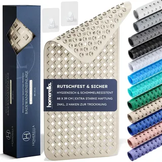 Homerella Badewannenmatte rutschfest Hautsensitiv 88x39cm, INKL. AUFHÄNGUNG | Antirutschmatte Badewanne BPA frei | Duschmatte schimmelresistent & maschinenwaschbar | Badematte rutschfest