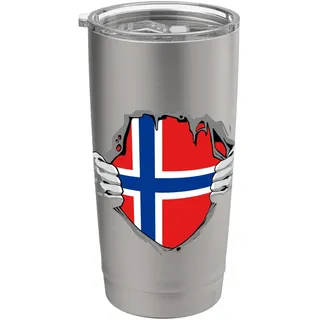 Norwegen Truhe Norwegische Flagge Norwegischer Stolz Norwegische Wurzeln Doppelwandiger Edelstahl-Thermobecher