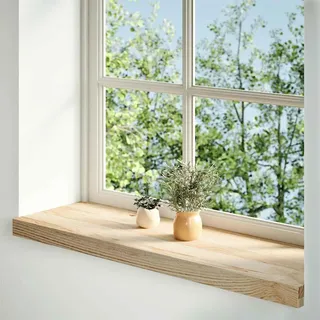 vidaXL Fensterbänke 2 Stk. Unbehandelt 90x25x2 cm Massivholz Eiche - Braun