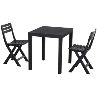 Gardenson Balkonset , Anthrazit , Kunststoff , 3-teilig , 65x72x78 cm , Gartenmöbel, Gartengarnituren, Balkonmöbel-Sets