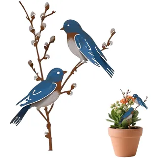 Vxcvzv 1 Stück Vogel Gartenstecker, 30cm Vögel Deko Garten Deko, Bemalte Metall Vögel für Draußen Zweigen Gartenfiguren
