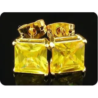 Mineralien und Steine Précieuses. Ohrringe Topas Gelb 2x7 MM Vergoldet Gold