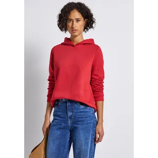 Sweatshirt STREET ONE, Damen, Gr. 38, racing rot, Sweatware, Obermaterial: 60% Baumwolle, 40% Polyester. Futter: 100% Baumwolle, unifarben, lässig geschnitten hüftbedeckend, Rundhals, Bündchen, Sweatshirts Sweatshirt, mit Kapuze