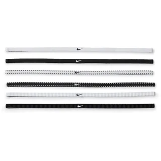 Nike Herren Flex Classic Slim Headbands 6er Pack Stirnbänder Running Fitness Training Sport Haarband Set schmal, White/Black/White, One Size