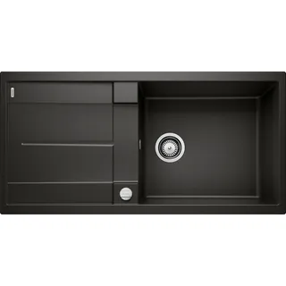 Blanco Metra XL 6 S links Einbau von Oben schwarz Drehknopfventil 1000 x 500 mm