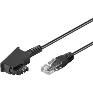 goobay 60660 Telefonkabel, Anschlusskabel für DSL/ADSL/VDSL, TAE-F Stecker auf RJ45 Stecker (8P2C), schwarz,