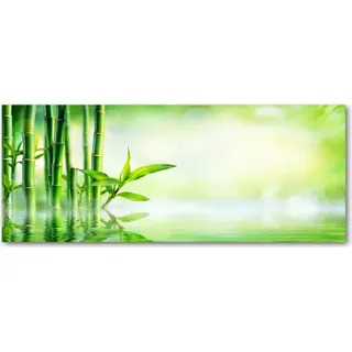 Tulup® Küchenrückwand Spritzschutz aus Glas -125x50 -Spritzschutz auf gehärtetes Glas Deko Blumen & Pflanzen Bambus - Grün