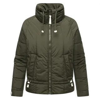 Navahoo leichte Damen Steppjacke kurze Übergangsjacke oversized mit Fledermausärmeln Luftzauber 14 Dark Olive Gr. L - L