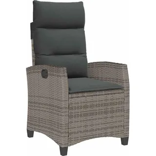 vidaXL Gartensessel mit Beistelltisch Verstellbar Grau Poly Rattan - Grau