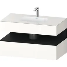 Duravit Qatego Einbauwaschtisch mit Konsolenwaschtischunterbau, 1000x550x600mm, Nische Eiche Schwarz, QA4786016, Farbe: Weiß Hochglanz/mit Nischenbeleuchtung