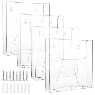 VIDETOL 4 Stück Wandprospekthalter A5, Prospekthalter A5 Wand, Transparent Flyerständer Mit Schraube Expansionsrohr für Menü, Kataloge, Flyer