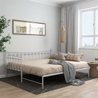 vidaXL Ausziehsofa Bettgestell Weiß Metall 90x200 cm - Weiß
