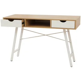 Mendler Schreibtisch HWC-E92 naturbraun / Weiß