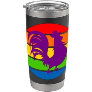 Gay Pride Großer violetter Hahn, Regenbogen-Flagge Doppelwandiger Edelstahl-Thermobecher