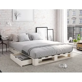 OTTO home Palettenbett »"ALASCO " BESTSELLER! Mit Schublade« zertifiziertes Massivholz, erweiterbar zum Doppel- oder Familienbett, weiß