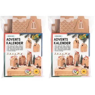 folia 9385 - Adventskalender-Set "Hygge Dorf", DIY Bastel-Set mit Geschenk-Schachteln zum Befüllen, 24 Häuser zum Aufhängen oder Aufstellen, als Geschenk und besondere Weihnachts-Deko,wiederverwendbar
