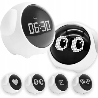 Wecker LED Nachttischlampe für Kinder Baby Emoji Emoticons - Weiß