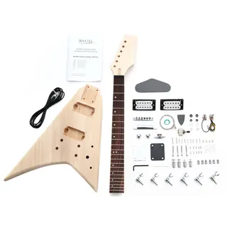 Rocktile E-Gitarren Bausatz RR-Style, "Do-it-yourself" E-Gitarre Bausatz | Korpus: Mahagoni, Hals: Mahagoni geschraubt, Griffbrett: Palisander, Mensur: 25" (635 mm), Tonabnehmer: 2x Humbucker, 9 kg