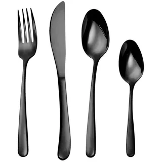 Butlers Besteck-Set (4-tlg.) Queens , Schwarz , Metall , Besteck, Besteck-Sets