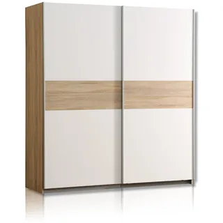 Forte Schwebetürenschrank WINNIE 170,3 x 190,5 x 61,2 cm Weiß/Eiche