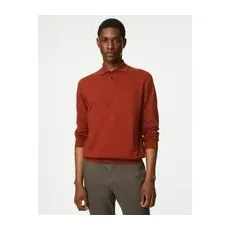 Mens M&S Collection Cotton Rich Tipped Knitted Polo Shirt - Paprika, Paprika - L