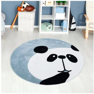 Carpet City "Bueno Kids 1389" rund 13 mm Höhe Spielteppich, Panda-Bär, 3D-Effekt, Weicher Flor, Pflegeleicht,