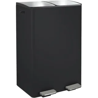 Spirella, Treteimer aus Stahl, Slow Close Mechanismus, Deckel schließt sanft und leise, Anti-Fingerprint-Beschichtung, 60 Liter, Mattschwarz