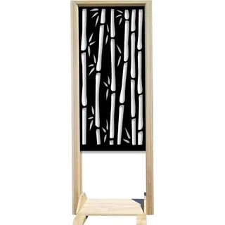 BAMBU – Raumteiler – Modulierbarer Paravent – 70x190 cm – aus Holz und PVC schwarz