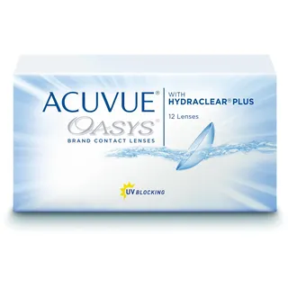 ACUVUE OASYS 2-Wochen-Kontaktlinsen für Tag und Nacht mit -5.25 dpt und BC 8.4 – UV Schutz, Austrocknungsschutz und extrem Komfortables Tragegefühl – 12 Linsen
