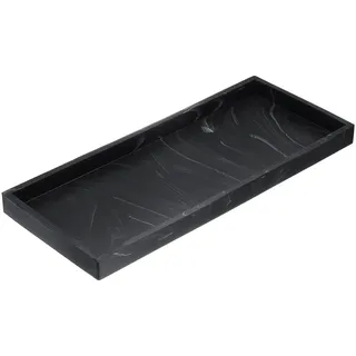 QUARKZMAN Badezimmer Schminktisch Tablett 30 x 12.7 cm Silikon Seifenspender Tablett Splitterfeste Küchenspülen Organizer Für Seifen Schlüssel Kerzen Schmuck Marmor Schwarz