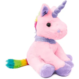 BRUBAKER Plüsch Einhorn 21 cm hoch - Rosa - Stofftier Plüschtier Kuscheltier