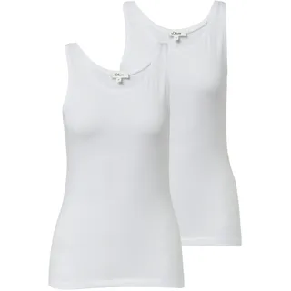 Tanktop S.OLIVER, Damen, Gr. 46, weiß (2x weiß), Jersey, Obermaterial: 95% Baumwolle, 5% Elasthan, unifarben, hüftbedeckend, Rundhals, Tops Tanktop, 2-er Pack, Sommertop, mit Stretch
