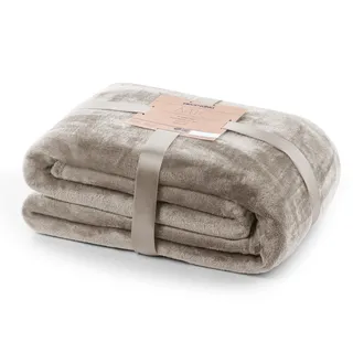 DecoKing Kuscheldecke 70x150 cm Cappuccino Decke Microfaser Tagesdecke Fleece weich sanft kuschelig beige Mic