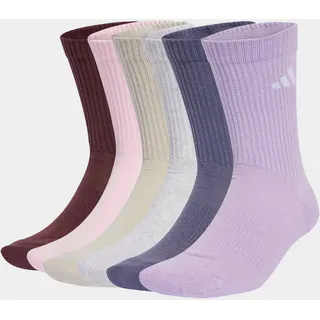 Funktionssocken ADIDAS PERFORMANCE "C NEWLOGOCRW 6P", Damen, Gr. XL (46/48), rot (aurora ruby, preloved violet, powder plum, light grau heather), Obermaterial: 55% Baumwolle, 42% Polyester, 2% Elasthan, 1% sonstige Fasern, Socken Funktionssocken