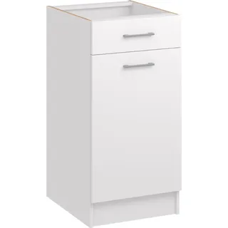 Roe Furniture | Küchenunterschrank 40 cm - Weiß - Mattweiß - 1 Schubladen - 1 Tür - Ohne Arbeitsplatte - Unterschränke Küche - Küche - DS41 - Weiß