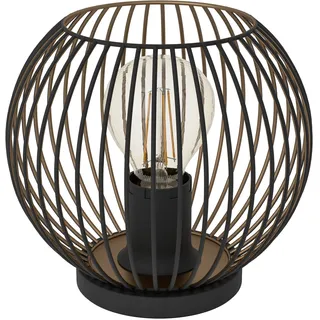 EGLO Tischleuchte "ALMANZORA Tischlampe - Stahl - E27 - 1X60W - IP20" E27 1 Stk. Nachttischlampe, Schreibtischleuchte, Leselampe, H18,5 x Ø20 cm, schwarz, kupfer