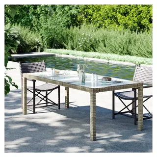 Gartentisch Klapptisch, Balkontisch, Gartenmöbel, Klappbarer Tisch, Beige 190x90x75 cm, Gehärtetes Glas und Poly Rattan - Beige
