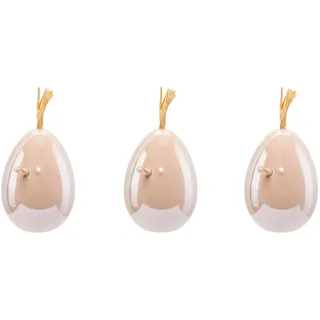 creativ home Osterei Huhn, Ei mit Applikation Rosa Keramik 17 cm