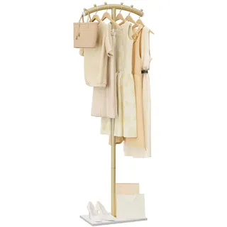 ENUMAIL T-förmige Metall Kleiderbügel, Garderobenständer mit Rock Slab Base, Modern Gekrümmte Freistehend Kleiderständer, für Kleidung, Taschen and Schuh, 175 cm, Goldene