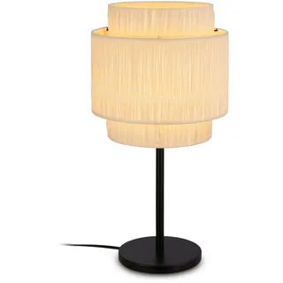 BRILONER - Tischlampe mit Bastschirm, Kabelschalter, E27, max. 10W, Lampe, Boho, aesthetic, Nachttischlampe, Tischleuchte, Dekolampe Flur, Bürolampe, Leselampe, Wohnzimmer, 25x49,5 cm (DxH), Natur
