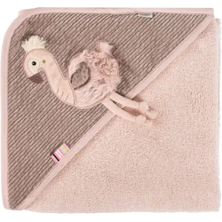 Fehn Kapuzenbadetuch Flamingo – Bade-Poncho aus Frottee mit Kapuze und niedlichem Flamingo Motiv – saugstark & kuschelweich – für Babys und Kleinkinder ab 0+ Monaten