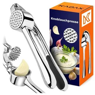 KADAX Knoblauchpresse 16,5 x 4,5 cm, Spülmaschinenfest, Knoblauch Presse aus Zinklegierung, Küchenhelfer zum schnellen Pressen von Ingwer, Garlic Press, Ingwerpresse