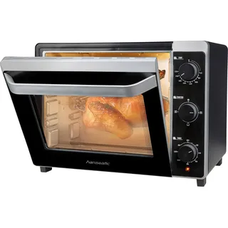 Hanseatic Minibackofen »17194935, 30 L Volumen, 1600 W« Grillrost, Fettpfanne, Drehspieß, Testnote "GUT", Zeitschaltuhr, schwarz