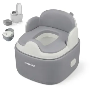 Relaxdays Töpfchen 4-in-1, Kindertoilette mit Deckel, grau