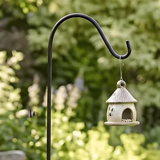 Schäferstock mit Haken, 135cm hoch, Laternenhalter aus Metall, schwarz, Laternenhaken, Laternenstab, Schäferstab - Schwarz