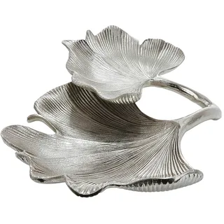 Gilde Dekoschale Ginkgo silberfarben,