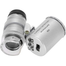 60X Mini Mikroskop, Taschenlupe Lupenlupe mit LED und UV Lichtfunktion zur Erkennung von gefälschten Währungen und zur Verwendung in Juweliergeschäften